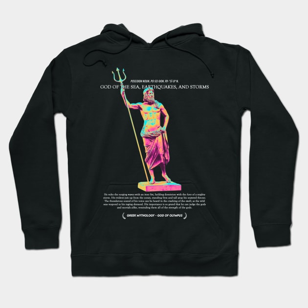 Poseidon, God of Sea, Earthquakes, and Storms - Greek Myth #003 Hoodie by Holy Rebellions